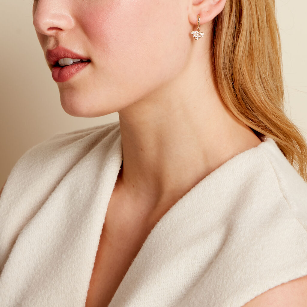 Créoles Abelha Plaqué Or Jaune Oxyde De Zirconium - Boucles d'oreilles créoles Femme | Histoire d’Or