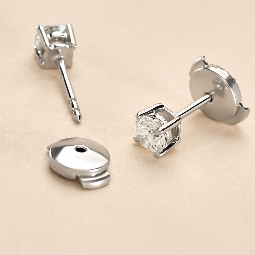 Boucles D'oreilles Puces Aphrodite Platine Blanc Diamant - Clous d'oreilles Homme | Histoire d&rsquo;Or