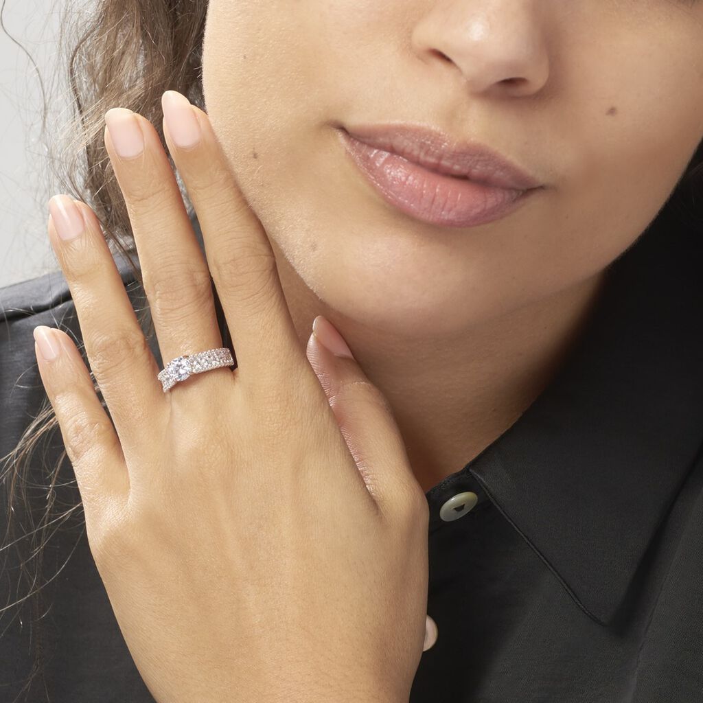 Bague Solitaire Hamane Argent Blanc Oxyde De Zirconium - Bagues solitaires Femme | Histoire d’Or