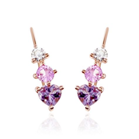 Boucles D'oreilles Lauressa Or Rose Amethyste Violet Oxyde - Clous d'oreilles Femme | Histoire d’Or