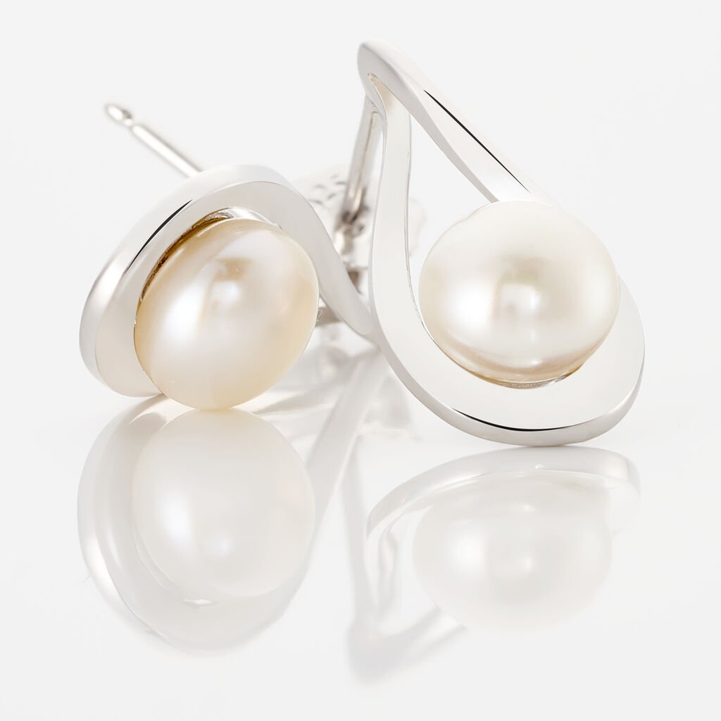 Boucles D'oreilles Pendantes Loren Argent Blanc Perle De Culture - Boucles d'oreilles fantaisie Femme | Histoire d’Or