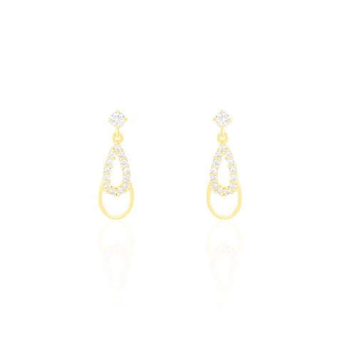 Boucles D'oreilles Pendantes Britain Or Jaune Oxyde De Zirconium - Boucles d'oreilles pendantes Femme | Histoire d’Or
