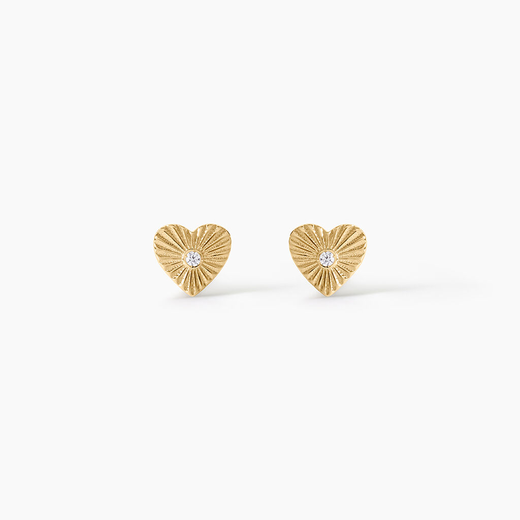 Boucles D'Oreilles Puces Candy Argent Dor&eacute; A L'Or 750/1000 Oxyde De Zirconium - Clous d'oreilles Femme | Histoire d&rsquo;Or