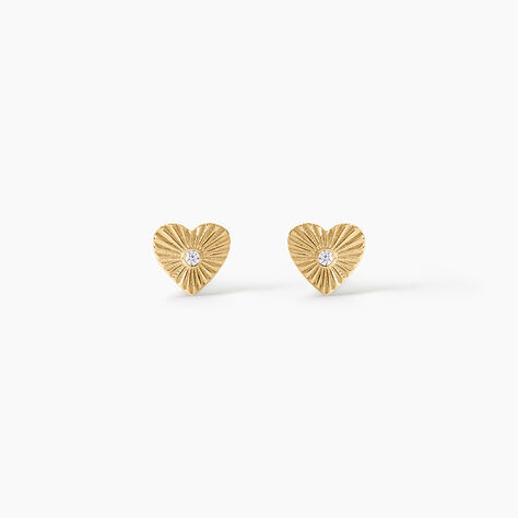 Boucles D'Oreilles Puces Candy Argent Dor&eacute; A L'Or 750/1000 Oxyde De Zirconium - Clous d'oreilles Femme | Histoire d&rsquo;Or