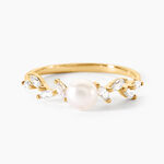 Bague Nacr&eacute;e Or Jaune Perle De Culture Oxyde De Zirconium - Bagues solitaires Femme | Histoire d&rsquo;Or