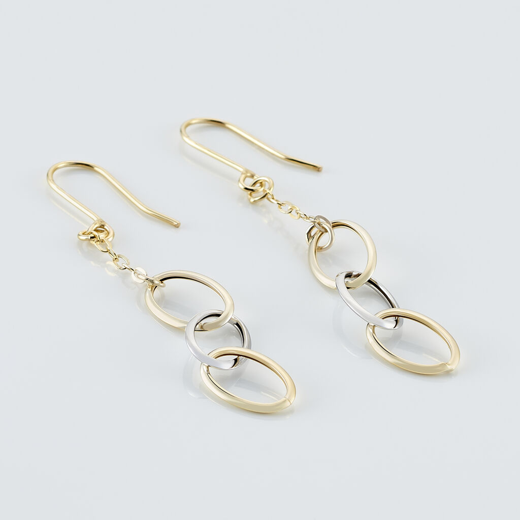 Boucles D'oreilles Pendantes Lucette Or Bicolore - Boucles d'oreilles pendantes Femme | Histoire d&rsquo;Or