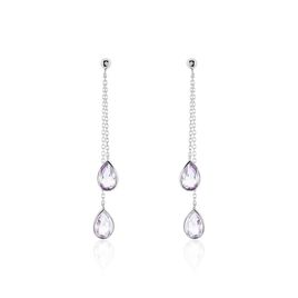 Boucles D'oreilles Pendantes Djime Or Blanc Amethyste - Boucles d'oreilles pendantes Femme | Histoire d’Or