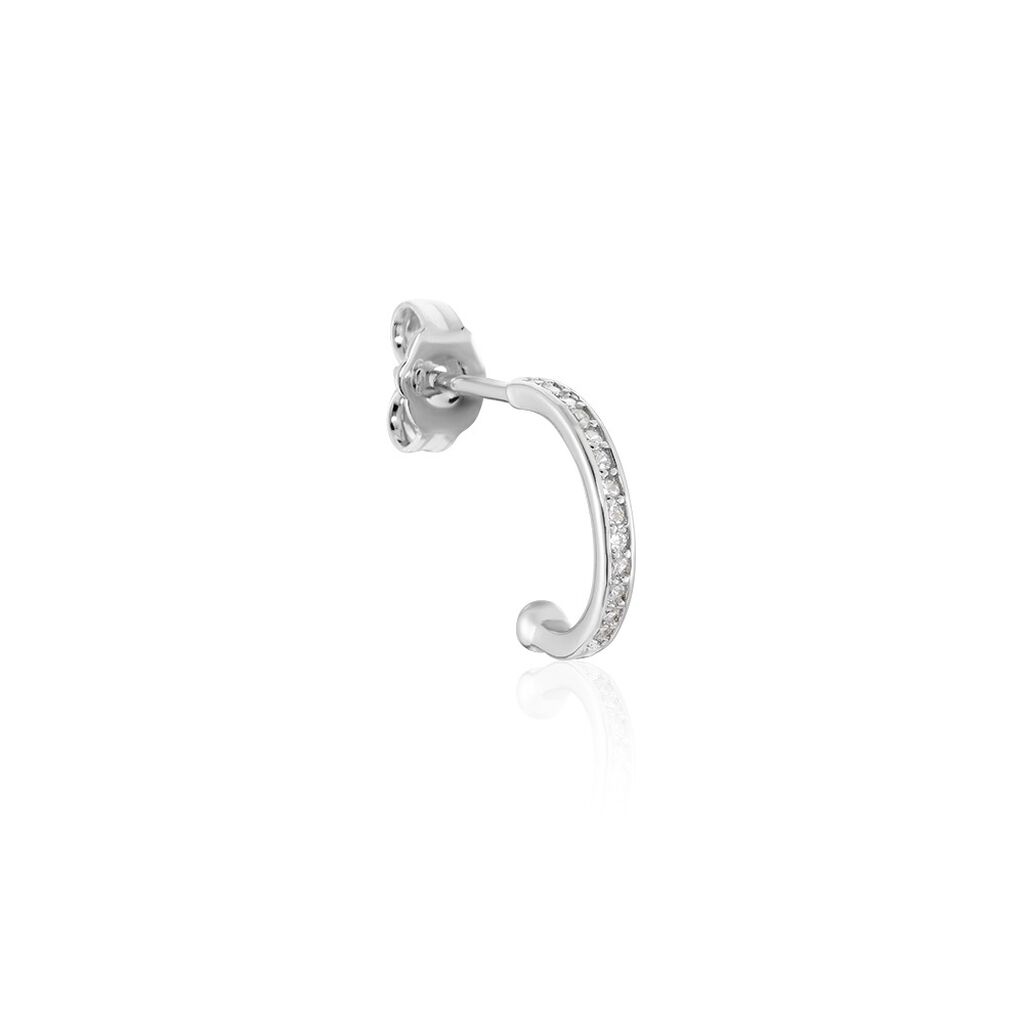 Cr&eacute;ole Unitaire Argent Blanc Ancelin Oxydes De Zirconium - Piercings d'oreilles Femme | Histoire d&rsquo;Or