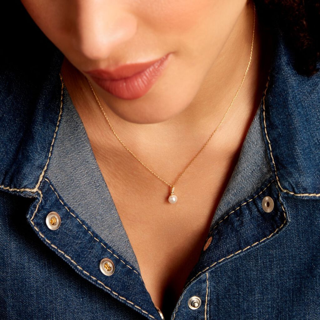 Collier Or Jaune Camillus Perle De Culture Et Oxyde - Colliers Femme | Histoire d’Or