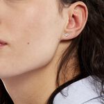 Boucles D'oreilles Puces Eddie Or Blanc Oxyde De Zirconium - Clous d'oreilles Femme | Histoire d&rsquo;Or