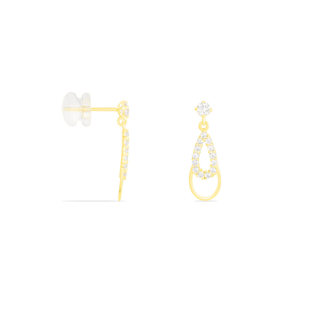 Boucles D'oreilles Pendantes Britain Or Jaune Oxyde De Zirconium - Boucles d'oreilles pendantes Femme | Histoire d’Or