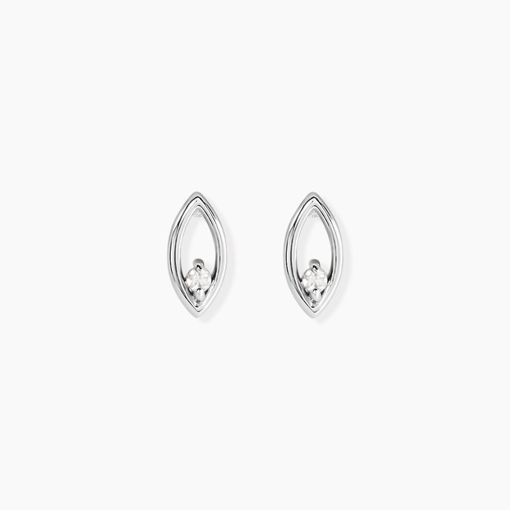 Boucles D'Oreilles Puces Kerima Argent Blanc Oxyde De Zirconium - Boucles d'oreilles fantaisie Femme | Histoire d&rsquo;Or
