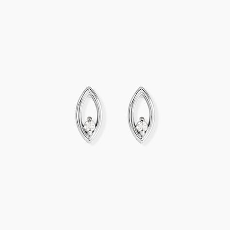 Boucles D'Oreilles Puces Kerima Argent Blanc Oxyde De Zirconium - Boucles d'oreilles fantaisie Femme | Histoire d&rsquo;Or