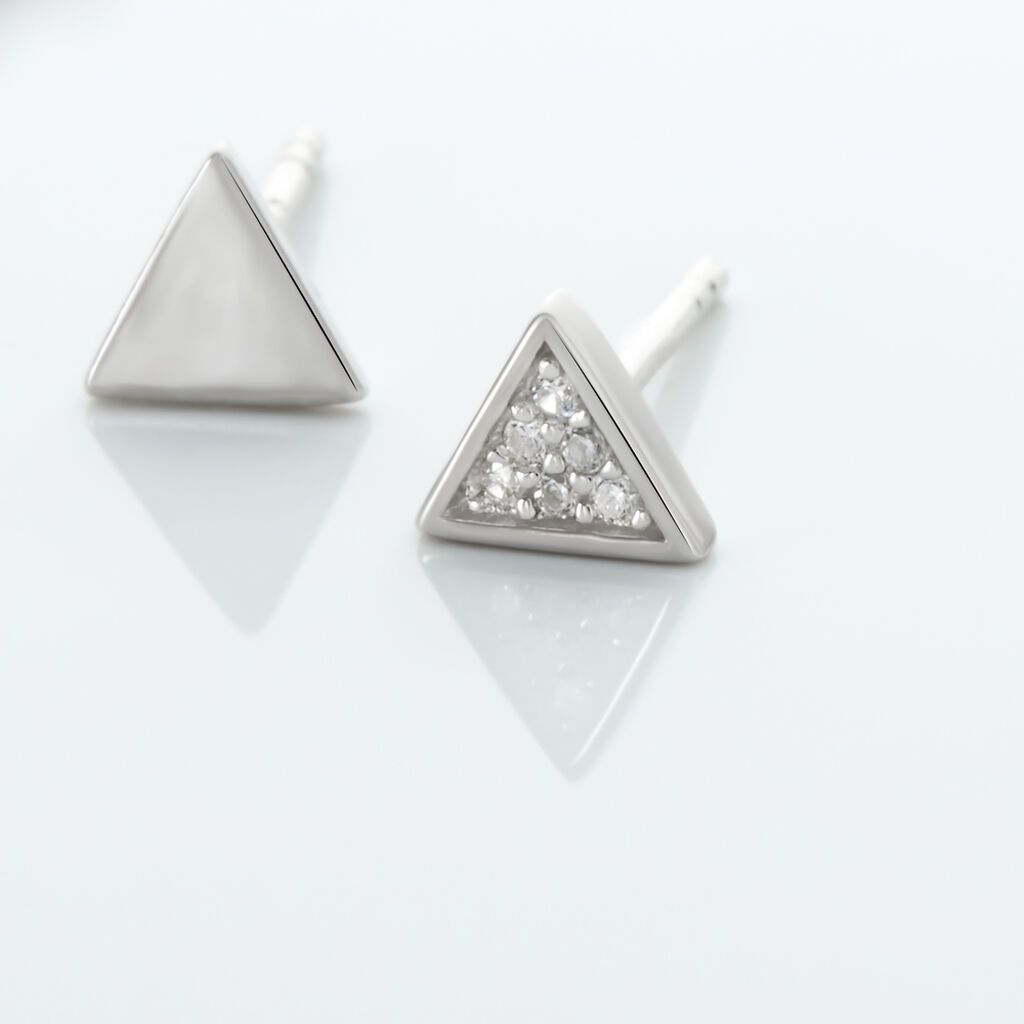 Boucles D'oreilles Puces Bartoumieu Argent Blanc Oxyde De Zirconium - Boucles d'oreilles fantaisie Femme | Histoire d’Or