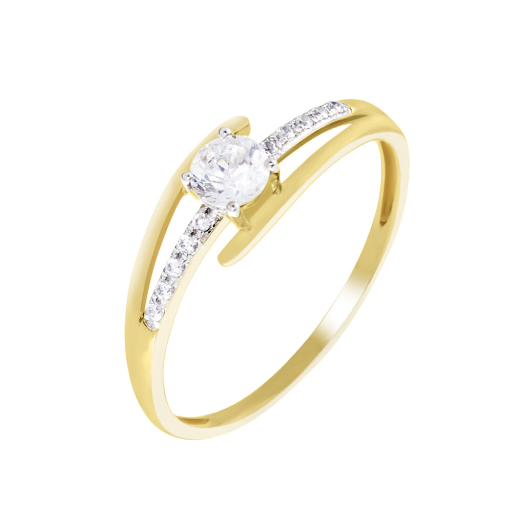 Bague Or Jaune Daegan Oxydes De Zirconium - Bagues solitaires Femme | Histoire d’Or