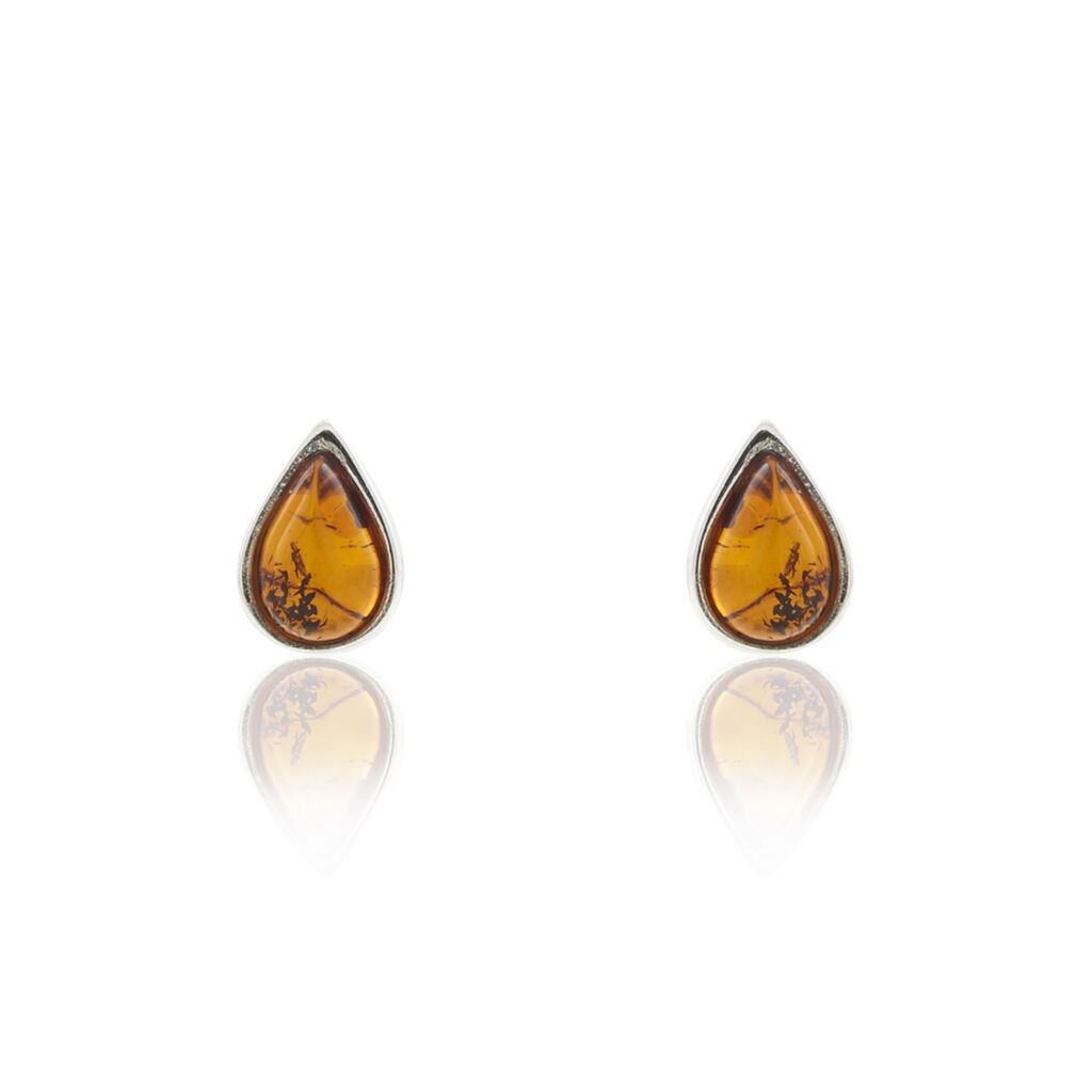 Boucles D'oreilles Puces Argent Blanc Junie Ambre - Boucles d'oreilles fantaisie Femme | Histoire d’Or