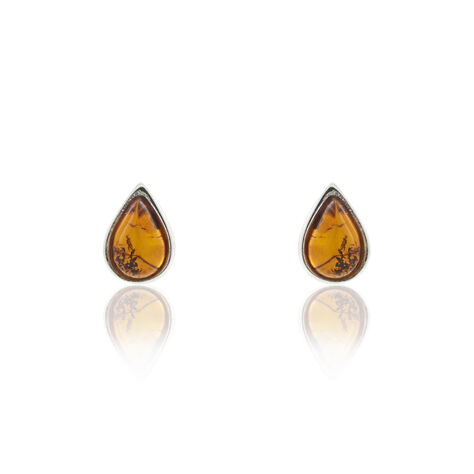Boucles D'oreilles Puces Argent Blanc Junie Ambre - Boucles d'oreilles fantaisie Femme | Histoire d’Or