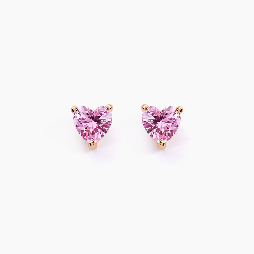 Boucles D'oreilles Puces Kelvyn Argent Rose Oxyde De Zirconium - Boucles d'oreilles fantaisie Femme | Histoire d’Or