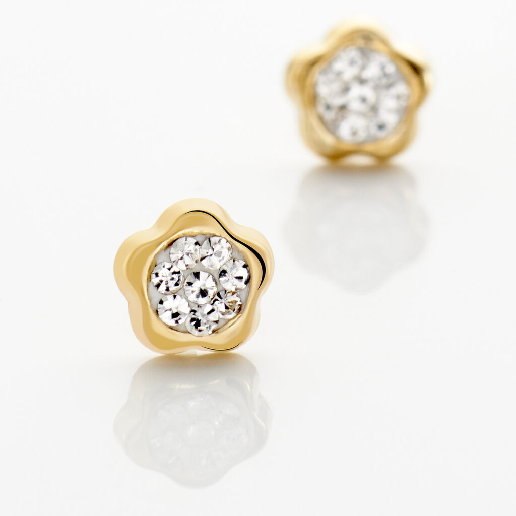 Boucles D'Oreilles Puces Barbro Or Jaune Cristal - Clous d'oreilles Femme | Histoire d&rsquo;Or