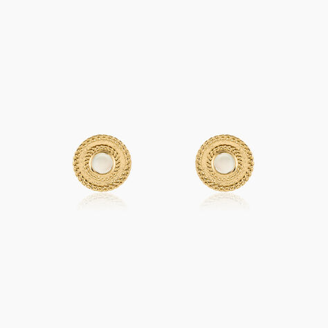 Boucles D'oreilles Puces Aghavni Plaque Or Jaune Agate - Boucles d'oreilles fantaisie Femme | Histoire d’Or