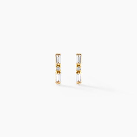 Boucles D'oreilles Puces Brant Or Jaune Oxyde De Zirconium - Clous d'oreilles Femme | Histoire d&rsquo;Or