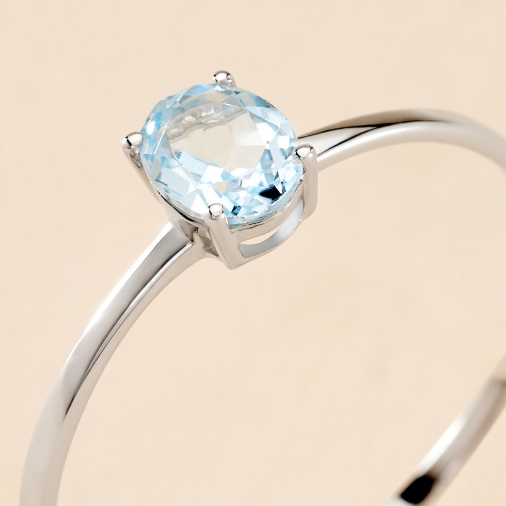 Bague Valentino Or Blanc Topaze - Bagues solitaires Femme | Histoire d’Or