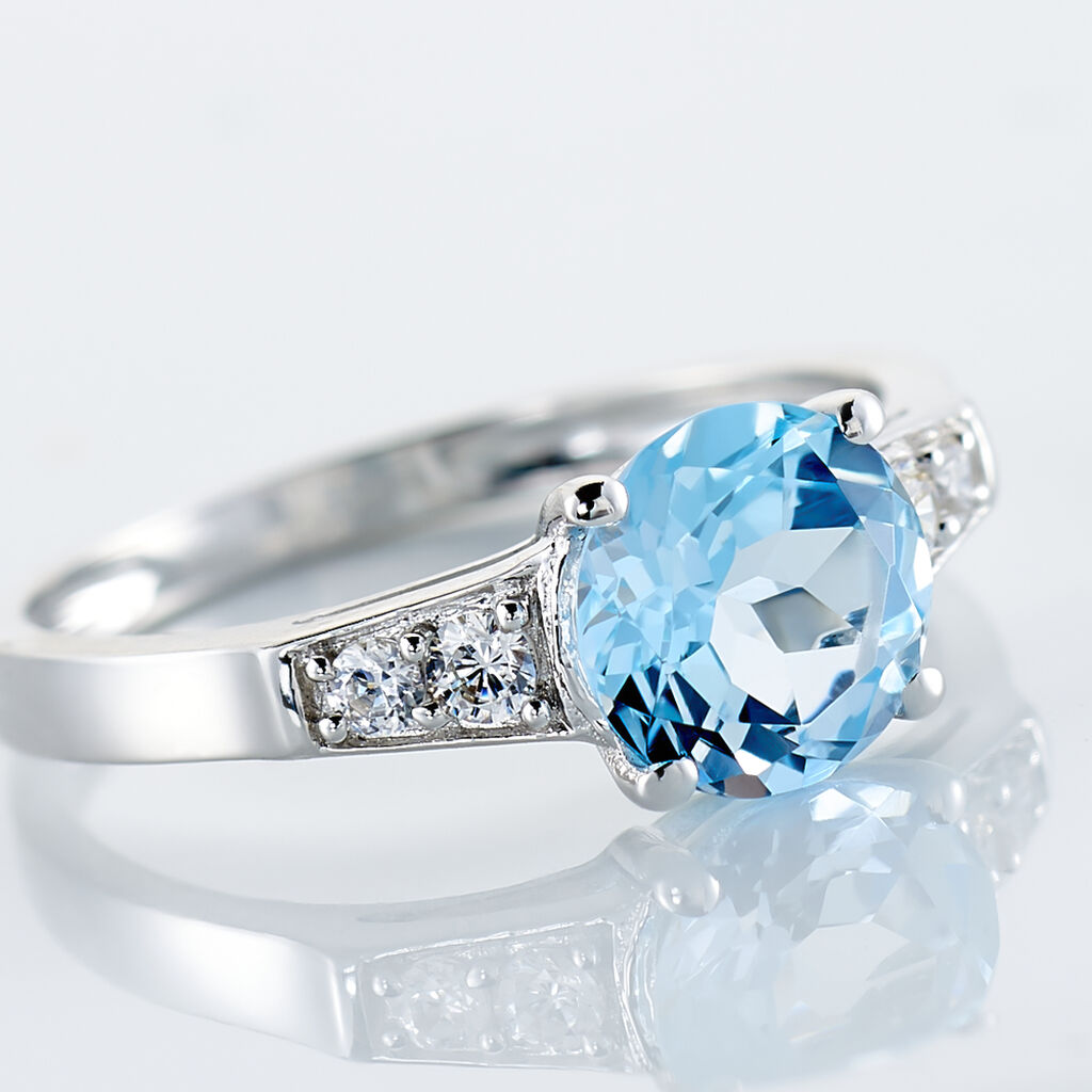 Bague Maysara Or Blanc Topaze Et Oxyde De Zirconium - Bagues solitaires Femme | Histoire d’Or