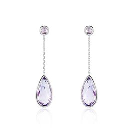 Boucles D'oreilles Pendantes Dennis Or Blanc Amethyste - Boucles d'oreilles pendantes Femme | Histoire d’Or