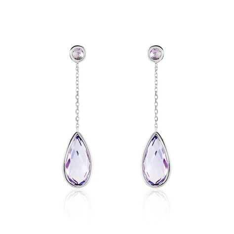 Boucles D'oreilles Pendantes Dennis Or Blanc Amethyste - Boucles d'oreilles pendantes Femme | Histoire d’Or