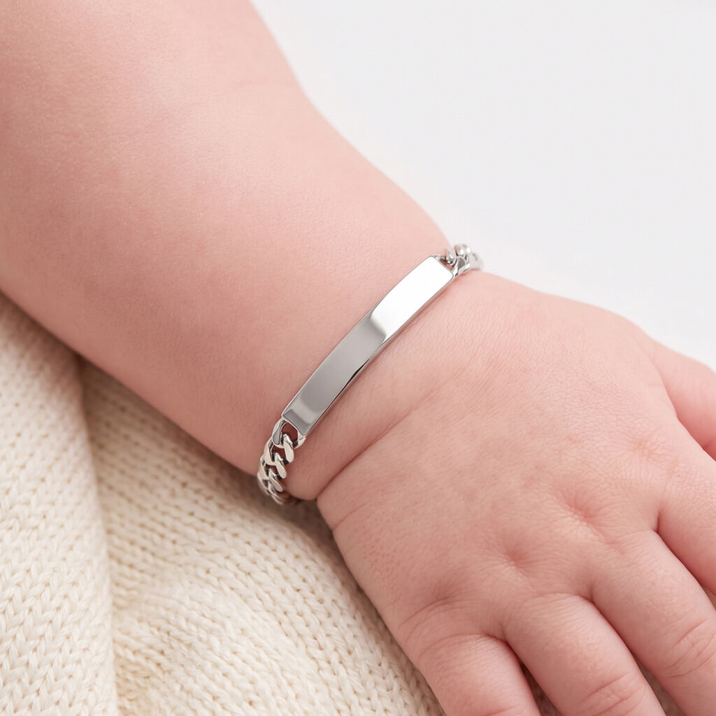 Bracelet Identit&eacute;e Casper Argent Blanc - Bracelets Naissance Enfant | Histoire d&rsquo;Or