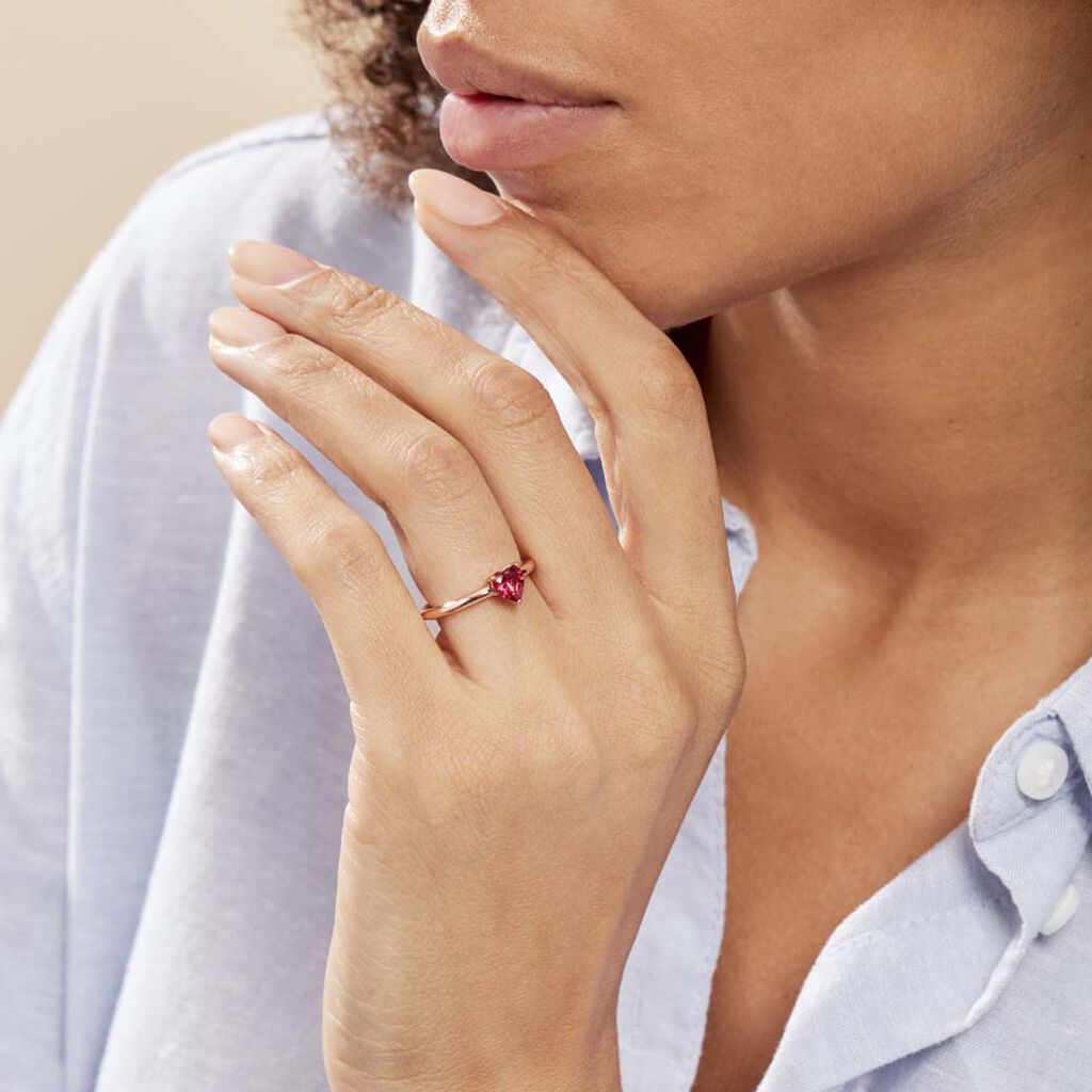 Bague Solitaire Kelvyn Argent Rose Oxyde De Zirconium - Bagues solitaires Femme | Histoire d’Or