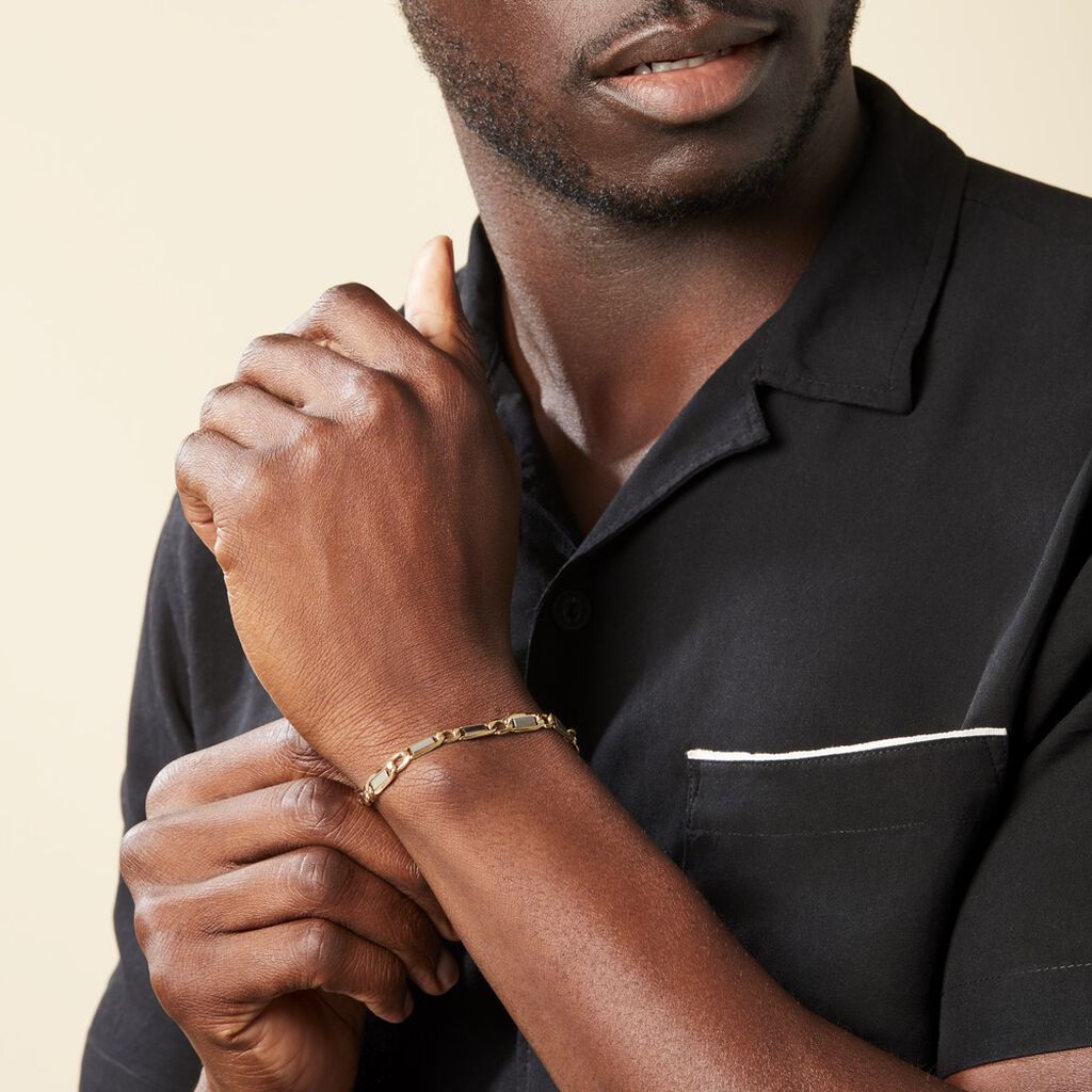 Bracelet Danae Plaquette Or Bicolore - Bracelets chaîne Homme | Histoire d’Or