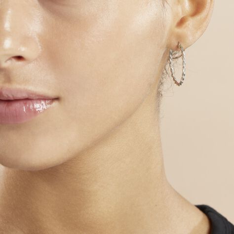 Créoles Argent Blanc Abie - Boucles d'oreilles créoles Femme | Histoire d’Or