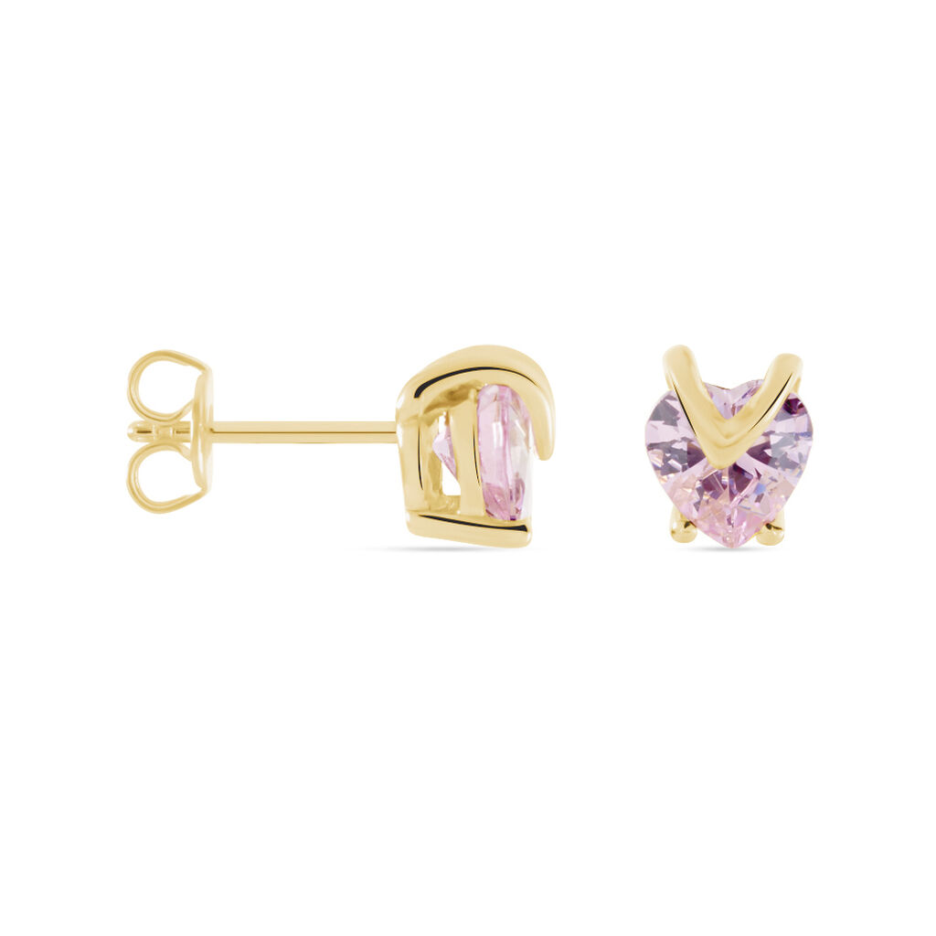 Boucles D'oreilles Puces Abelinia Plaqué Or Jaune Oxyde De Zirconium - Boucles d'oreilles fantaisie Femme | Histoire d’Or