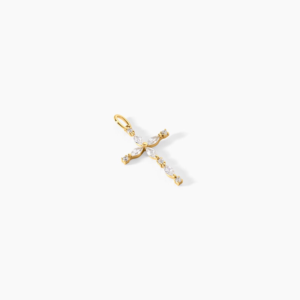 Pendentif Nioclas Argent Dor&eacute; A L'Or 750/1000 Oxyde De Zirconium - Pendentifs Communion Femme | Histoire d&rsquo;Or