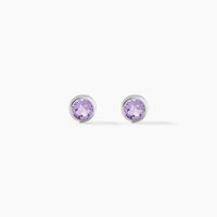 Boucles D'oreilles Puces Edy Serti Clos Or Blanc Amethyste