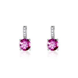 Boucles D'oreilles Puces Noora Or Blanc Topaze Rose Oxyde De Zirconium - Clous d'oreilles Femme | Histoire d’Or