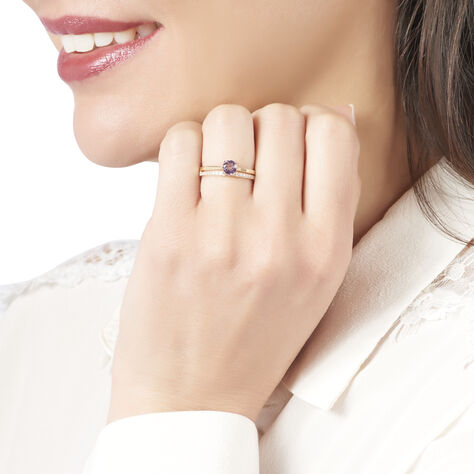 Bague Anatoline Or Jaune Oxyde De Zirconium Et Amethyste - Bagues solitaires Femme | Histoire d’Or
