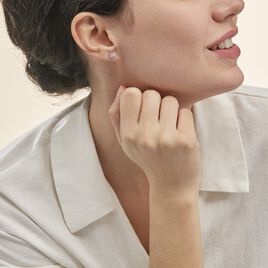 Boucles D'oreilles Puces Tya Or Blanc Topaze Et Oxyde De Zirconium - Clous d'oreilles Femme | Histoire d’Or