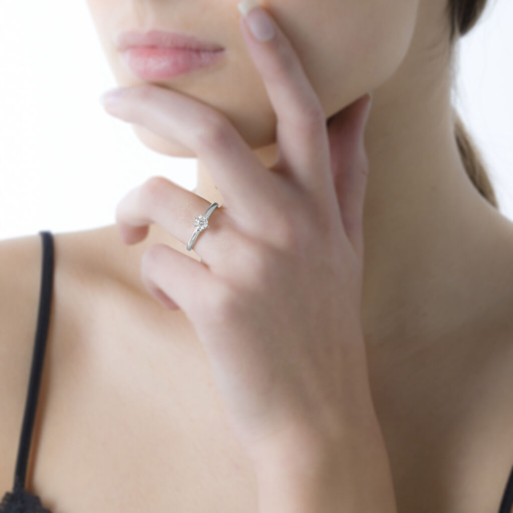 Bague Solitaire Dallal Or Blanc Diamant - Bagues solitaires Femme | Histoire d’Or