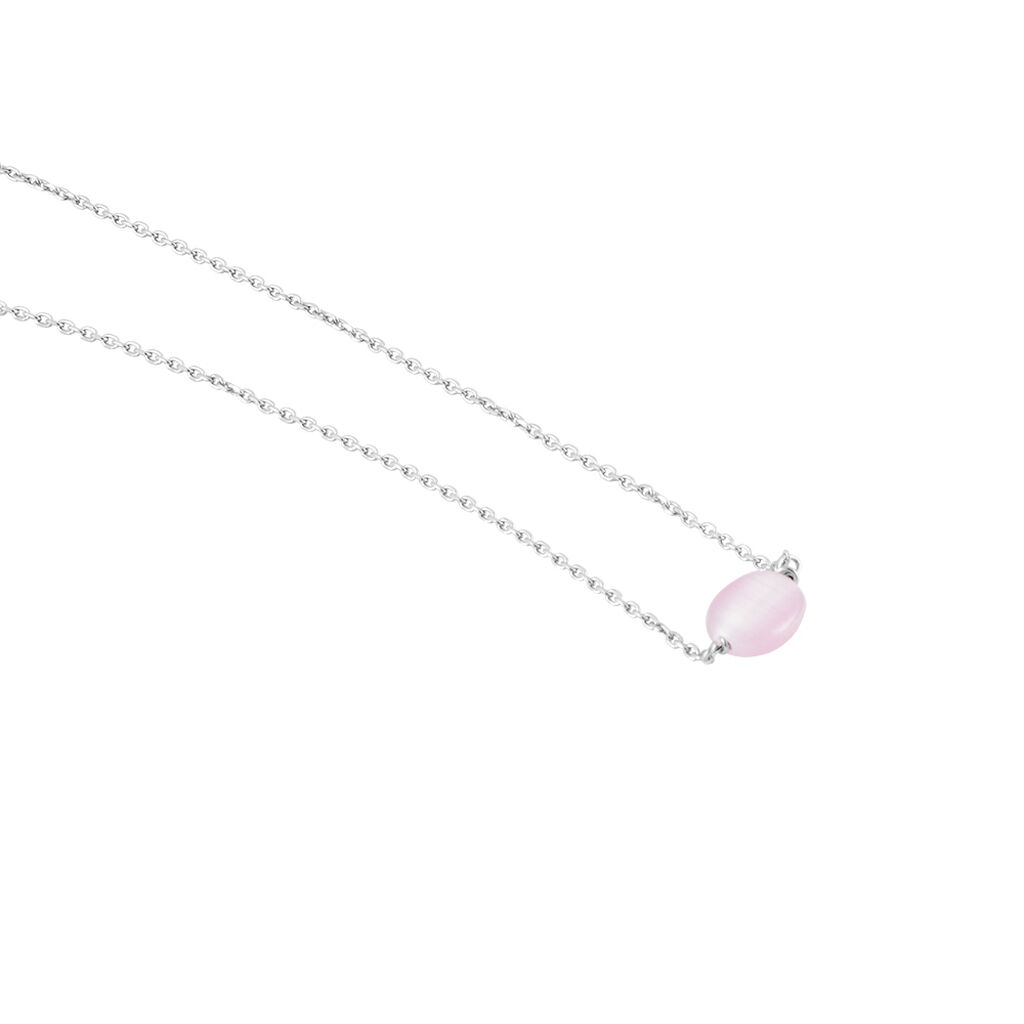 Collier Evren Argent Blanc Quartz Rose - Ras de cou Femme | Histoire d’Or