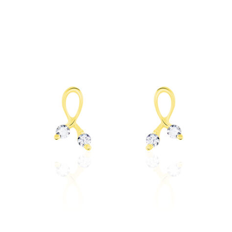 Boucles D'oreilles Puces Alvina Ruban Or Jaune Oxyde De Zirconium - Clous d'oreilles Femme | Histoire d’Or