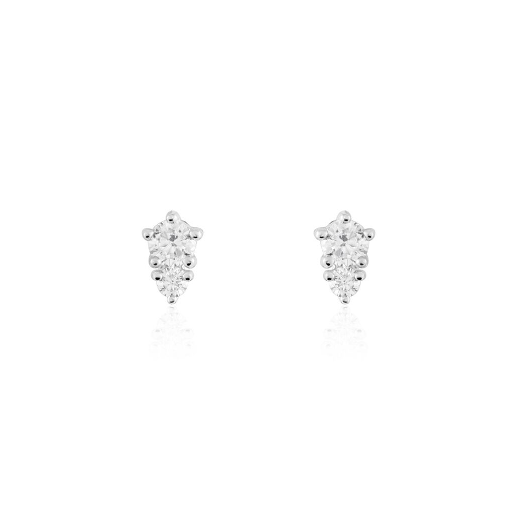 Boucles D'oreilles Puces Almira Argent Blanc Oxyde De Zirconium - Boucles d'oreilles fantaisie Femme | Histoire d’Or