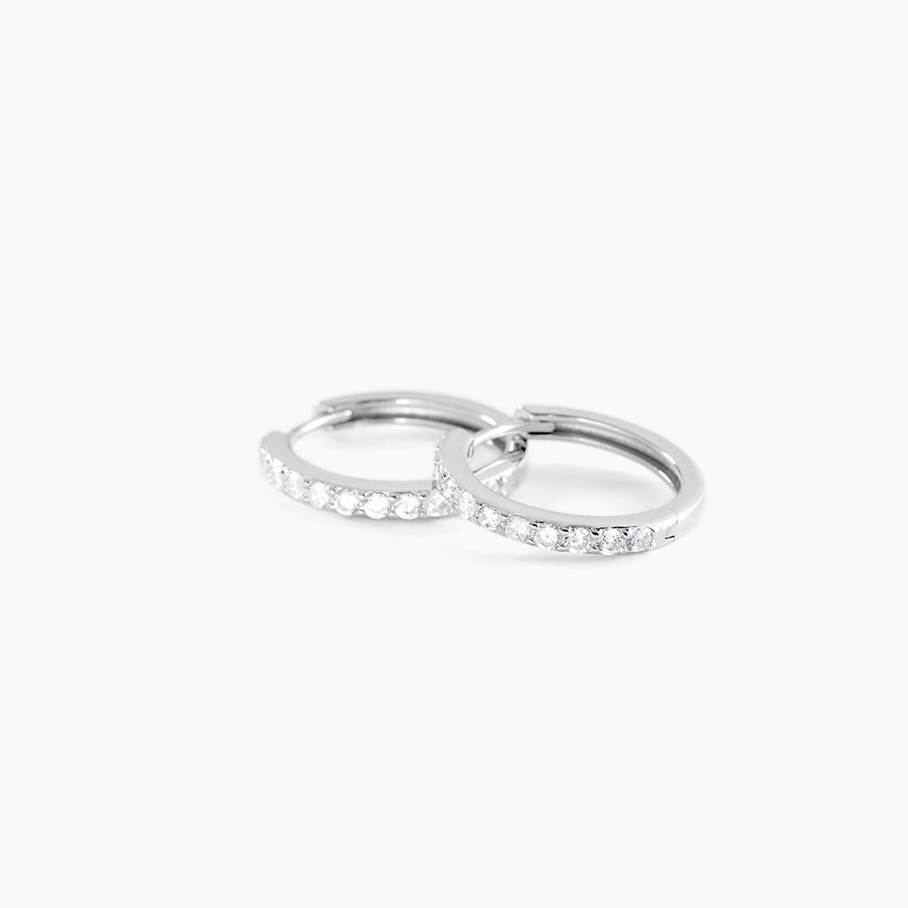 Créoles Classique Argent Blanc Jussi Oxyde De Zirconium - Boucles d'oreilles créoles Femme | Histoire d’Or