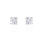 Boucles D'oreilles Puces 4 Griffes Or Blanc Diamant Synthetique - Clous d'oreilles Femme | Histoire d&rsquo;Or
