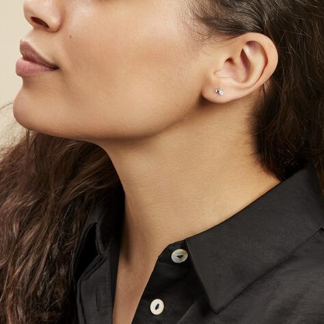 Boucles D'oreilles Puces Amani Argent Blanc Oxyde De Zirconium - Boucles d'oreilles fantaisie Femme | Histoire d’Or