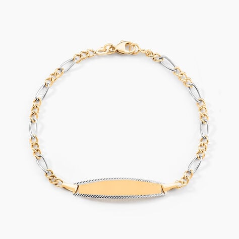 Bracelet Identit&eacute; Bartolomee Maille Alternee 1/3 Or Bicolore - Bracelets Communion Enfant | Histoire d&rsquo;Or
