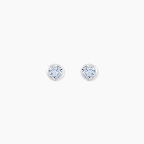 Boucles D'oreilles Puces Edy Serti Clos Or Blanc Topaze - Clous d'oreilles Femme | Histoire d&rsquo;Or