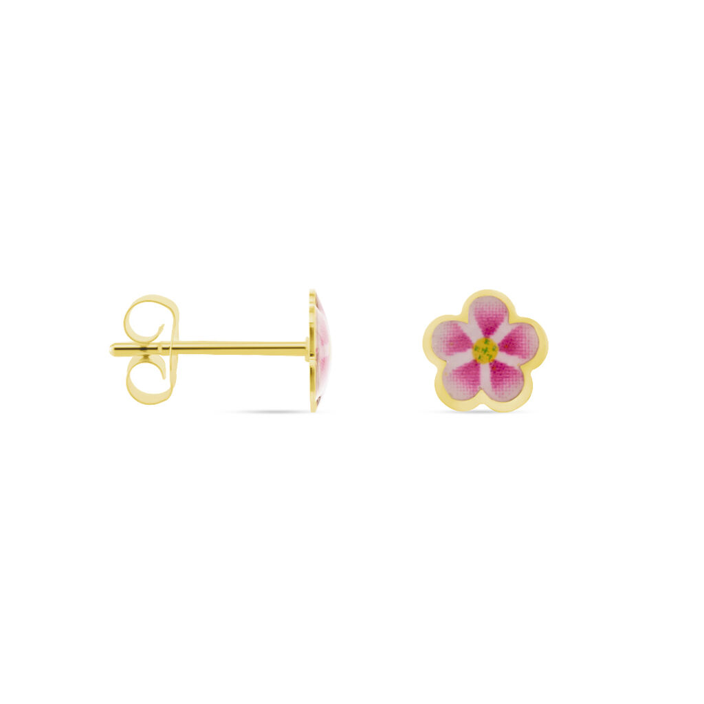 Boucles D'oreilles Puces Syna Fleur Or Jaune - Clous d'oreilles Enfant | Histoire d’Or