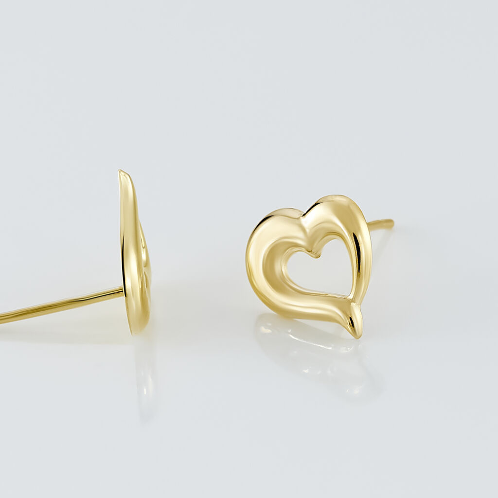 Boucles D'oreilles Puces Anne-maudae Coeurs Or Jaune - Clous d'oreilles Femme | Histoire d’Or